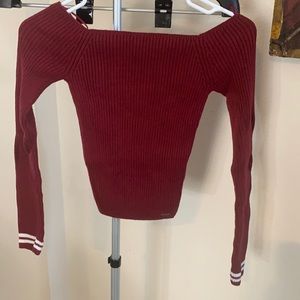 Hollister Burgundy Off-the-Shoulder Sweater